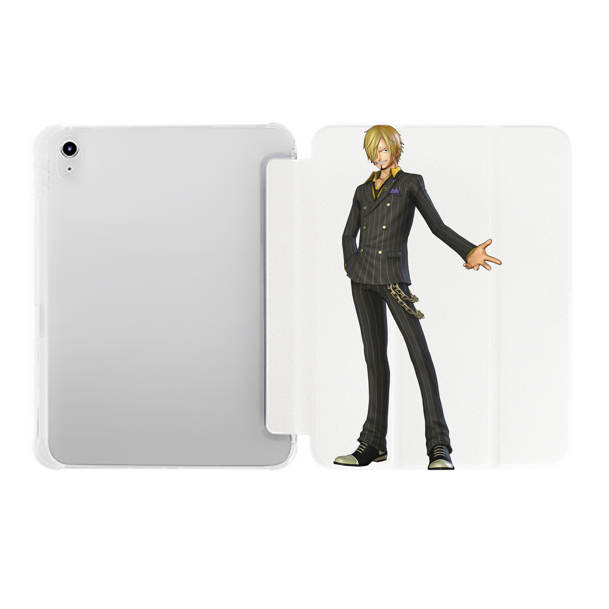 （画像用） ワンピース サンジ ONE PIECE Sanji IPad ケース ペン収納付き 三つ折りスタンド PUレザー×シリコン 対応機種9.5/10.5/10.9インチ